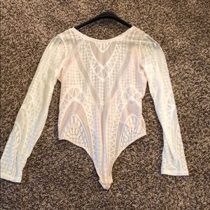 BCBG White thong bodysuit